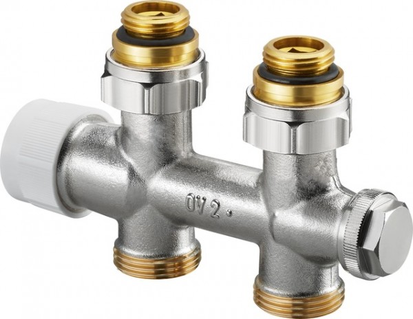 OVENTROP-Anschlussarmatur "Multiblock T" 1/2"AG x 3/4"AG, 2-Rohr, Messing, Dg 1184083