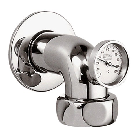GROHE Abgangsbogen 12444 Ausladung 90mm mit Thermometer 1 1/2"x5/4" chrom 12444000