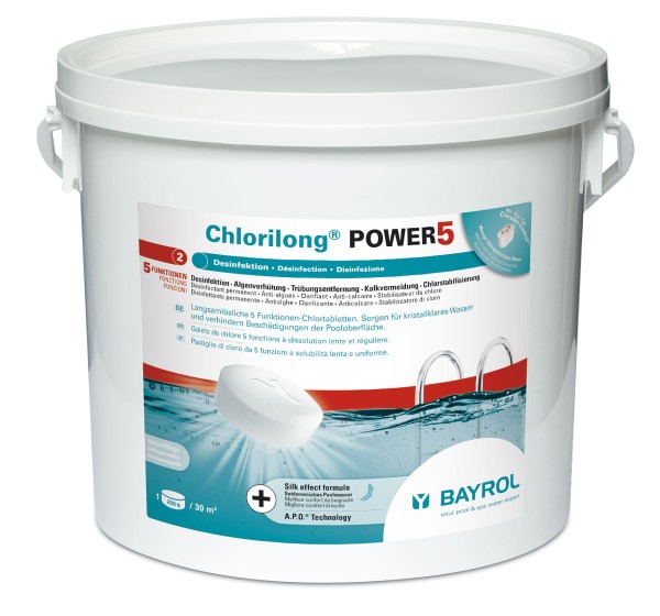 BAYROL Chlorilong® POWER 5 Mutlitabs 200 g 5 Funktionen Chlortabletten für Desinfektion Algen