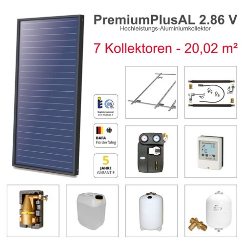 Solarbayer Plus AL Solarpaket 7 - Ziegel Gesamtfläche Brutto 20,02 m2 vertikal 410807000
