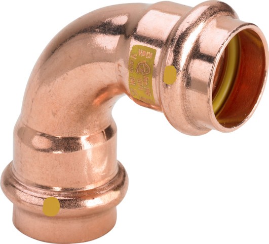 Viega Bogen 90 Grad mit SC Profipress G 2616 für Gas in 35mm Kupfer 345501