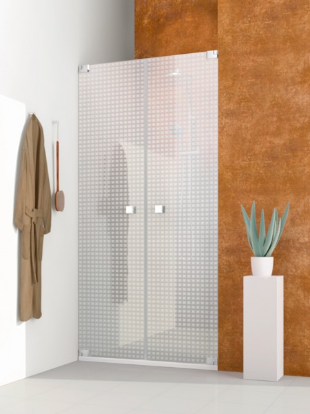 Tür 2tlg.für Nische indiv. RL bis 1200mm rund ESG matt PflegePX Gr.B SF VIGOUR