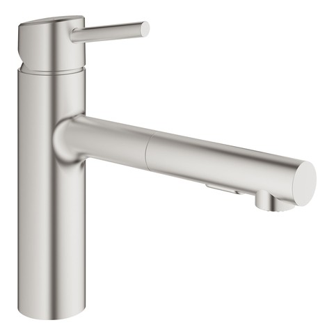 GROHE EH-SPT-Batterie Concetto 30273_1 mittelhoch auszb. Spülbrause supersteel 30273DC1