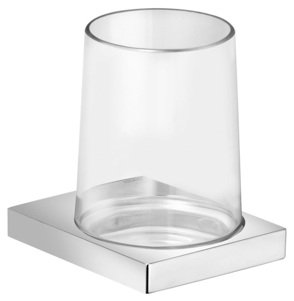 Keuco Glashalter Edition 11 11150, komplett m. Echtkristall-Glas, Nickel gebürstet 11150059000