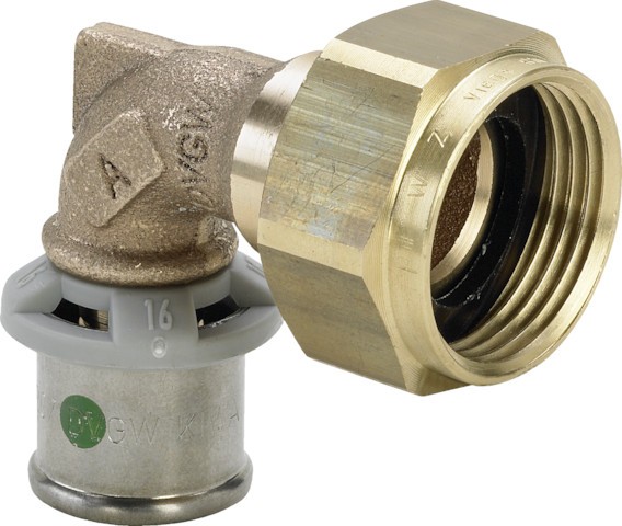 Viega Winkelverschraubung mit SC Sanfix P 2155 in 16mmxG1/2 Rotguss 457969