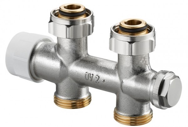 OVENTROP-Anschlussarmatur "Multiblock T" 3/4"ÜM x 3/4"AG, 2-Rohr, Messing, Dg 1184013