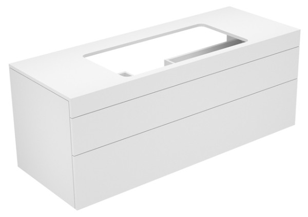 Keuco Waschtischunterbau Edition 400 31583, 2 Auszüge, weiß Hochgl./Glas weiß klar 31583400000