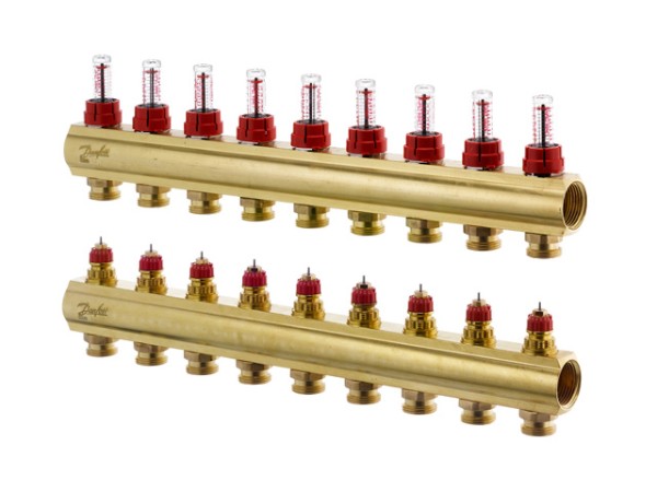 Danfoss FBH-Verteiler FHF-9F 9 Kreise, mit Durchflussanzeige 088U0529