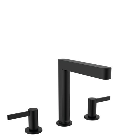 Hansgrohe 3-Loch Waschtischarmatur 160 Finoris mit Push-Open Ablaufgarnitur mattschwarz 76034670