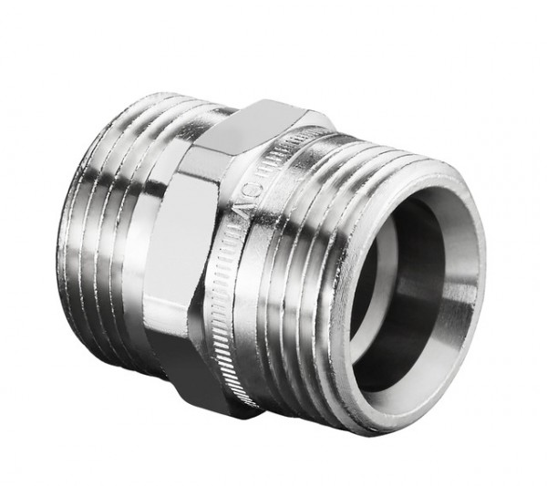 OVENTROP-Doppelnippel G 3/4"AG x G 3/4"AG, Messing, vernickelt 1028263