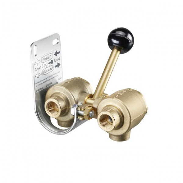 OVENTROP-Doppel-Umschaltarmatur in Kugelhahnausführung, Messing 2103260