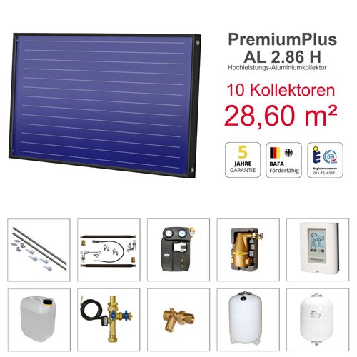 Solarbayer PlusAL Solarpaket H10 Biber Gesamtfläche Brutto 28,60 m2 horizontal 410810110