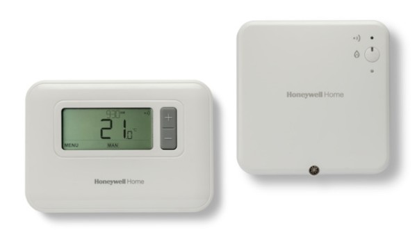 Resideo Raumthermostat T3R per Funk auf Empfängerbox, weiß