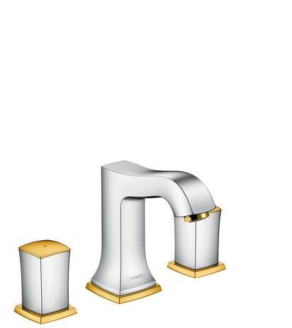 Hansgrohe 3-Loch Waschtischarmatur 110 Metropol Classic chrom/gold mit Zerogriff 31304090