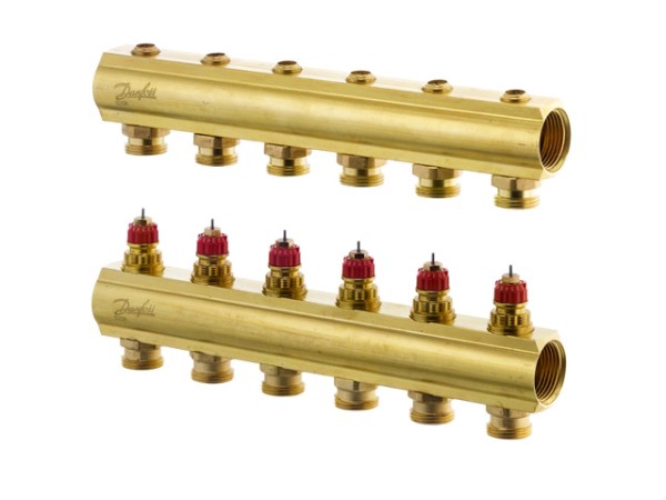 Danfoss FBH-Verteiler FHF-6 6 Kreise, ohne Durchflussanzeige 088U0506
