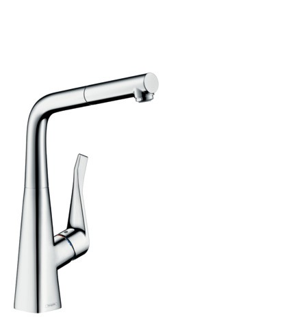 Hansgrohe Spültischmischer 320 Metris M71 Ausziehauslauf 1jet chrom 14821000