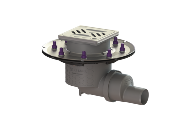 KESSEL Objektablauf Practicus Pressfl. DN50 seitl., Designrost Kessel 45159.63