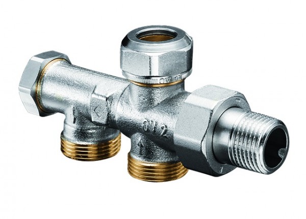 OVENTROP-Einrohr-Anschlussstück "Uno" m.Absperrung, M24 x 1.5 AG, Abstand 35mm 1182151