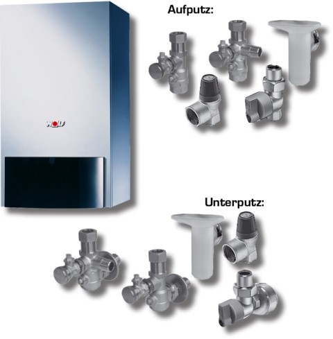 Wolf Paket Heizwerttherme CGU-2-10 Erdgas E, BM, Anschluss-Set Unterputz 8616111F08
