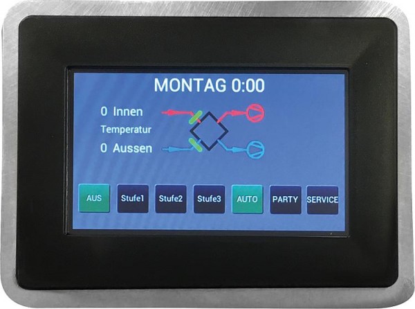 Steuerung mit Touchdisplay für Evenes KW L Gerät Typ HRV Filter und Temperaturanz