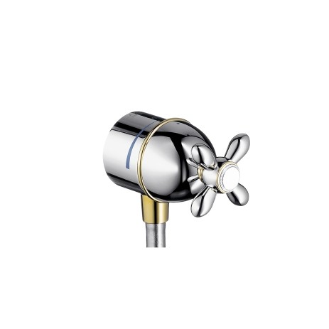 Hansgrohe Wandabsperrventil Axor Carlton Fixfit Stop chrom/gold optik mit Kreuzgiff 17883090