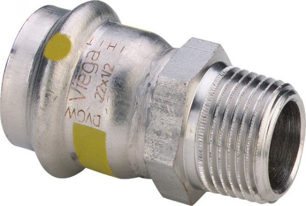 Viega Ü.-Stück mit SC Sanpress Inox G 0211 für Gas in 22mm x R1/2 Edelstahl 486747