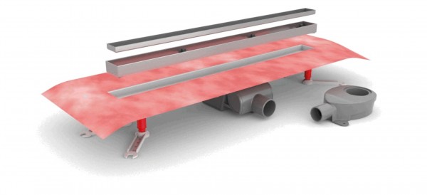 Duschrinne individual Kunststoff 1000 mm hvst.Füsse,Spwh.50mm m.Wenderost VIGOUR