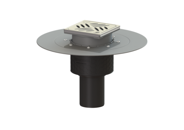 KESSEL Objektablauf Ecoguss Klebeflansch DN 70, senkrecht, Designrost 48678.63