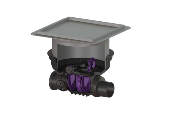 KESSEL Rückstaudoppelverschluss Staufix DN90, befliesbar, Bodenplatte 730090.10X