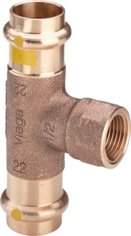 Viega T-Stück mit SC Profipress G 2617.2 für Gas in 54mm x Rp1 x 54mm Rotguss 361341