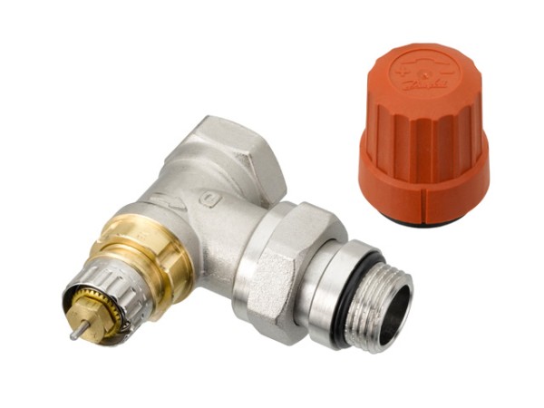 Danfoss Ventilgehäuse RA-N 15 R 1/2, Eck, vernickelt, selbstd. Nippel 013G0115