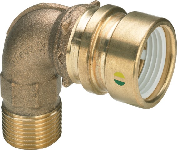 Viega Winkelübergang mit SC Geopress 9614 in 40mm x R1 1/2 Rotguss 466183