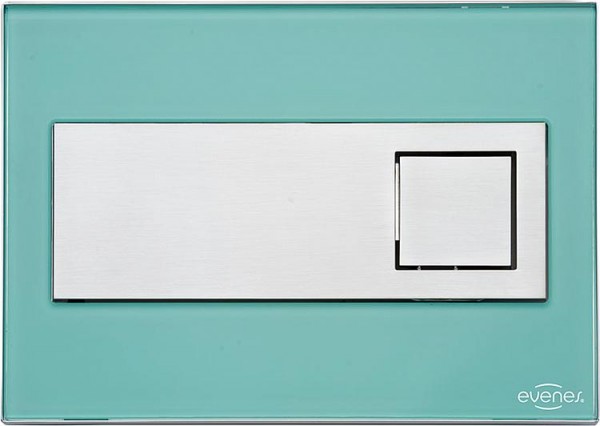 Evenes Betätigungsplatte Emon Glas - min tgrün, eckig Betätigung von vorne (UP 18