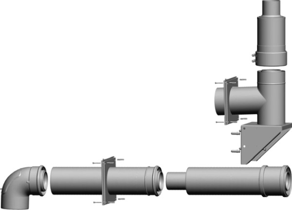 Wolf Anschluss-Set DN110/160 - C53x DN110/160 an der Fassade, raumluftunabh. 2651764