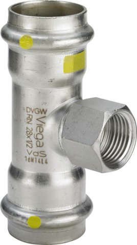 Viega T-Stück mit SC Sanpress Inox G 0217.2 für Gas in 22mmxRp1/2x22mm edst. 486679